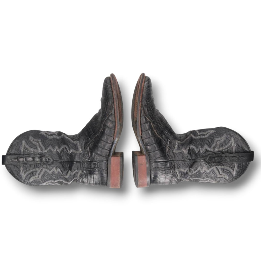 Danpost Platform Square Toe Western Boots, Size 9D Men's 27.0cm genuine leather black type Vintage Second Hand