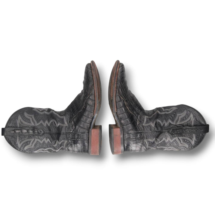 Danpost Platform Square Toe Western Boots, Size 9D Men's 27.0cm genuine leather black type Vintage Second Hand
