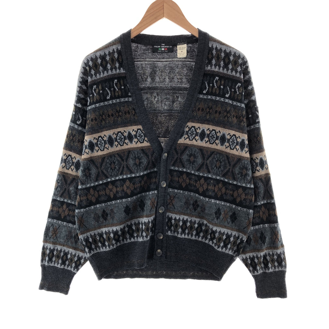 THE ITALIAN SWEATER CO. All-over print knit cardigan, made in Italy, men's M /taa000027