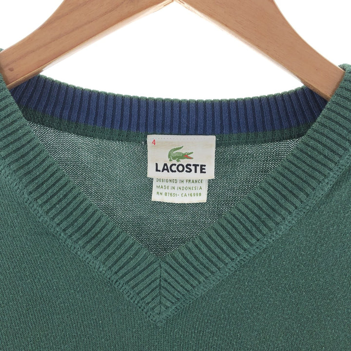 Lacoste V-neck cotton knit sweater for men, size M /taa000136