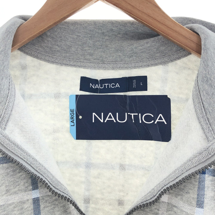 NAUTICA Check Pattern Half Zip Sweatshirt Trainer Men's L /taa000489