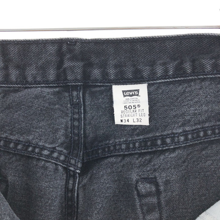 00'S Levi's 505 REGULAR FIT STRAIGHT LEG black jeans tapered denim pants men's w34 /taa000806