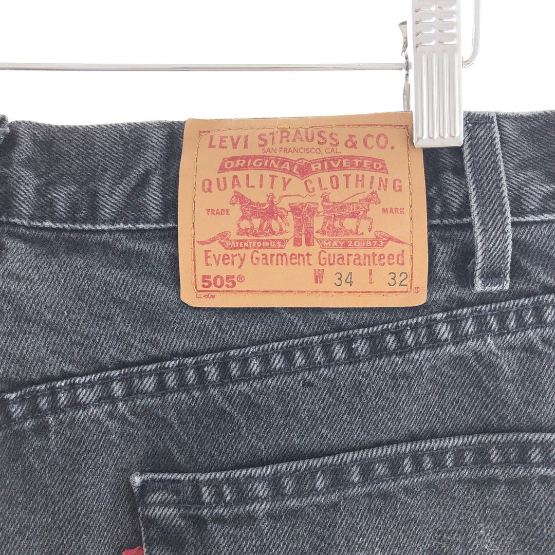 00'S Levi's 505 REGULAR FIT STRAIGHT LEG black jeans tapered denim pants men's w34 /taa000806