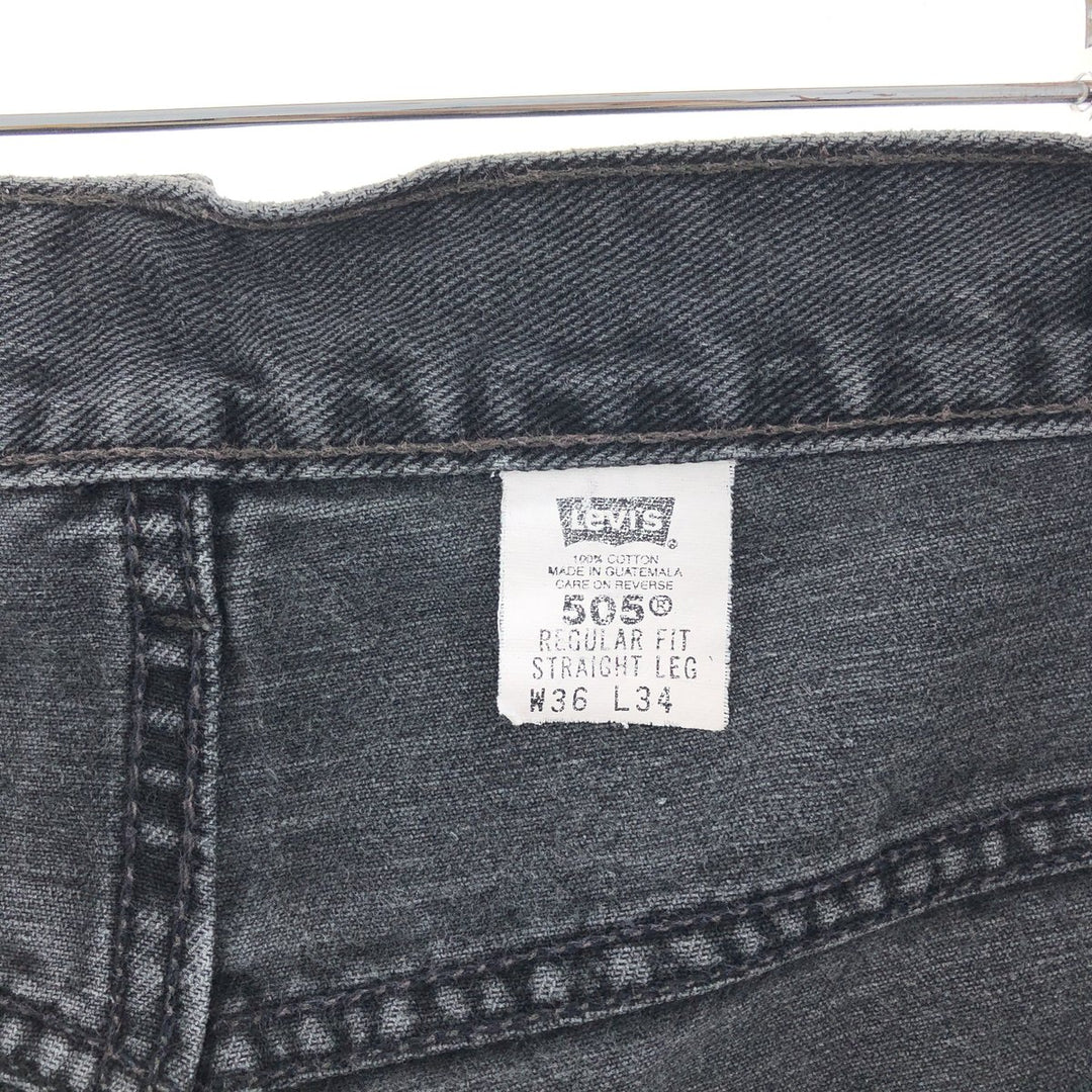 00'S Levi's 505 REGULAR FIT STRAIGHT LEG black jeans tapered denim pants men's w35 /taa000807