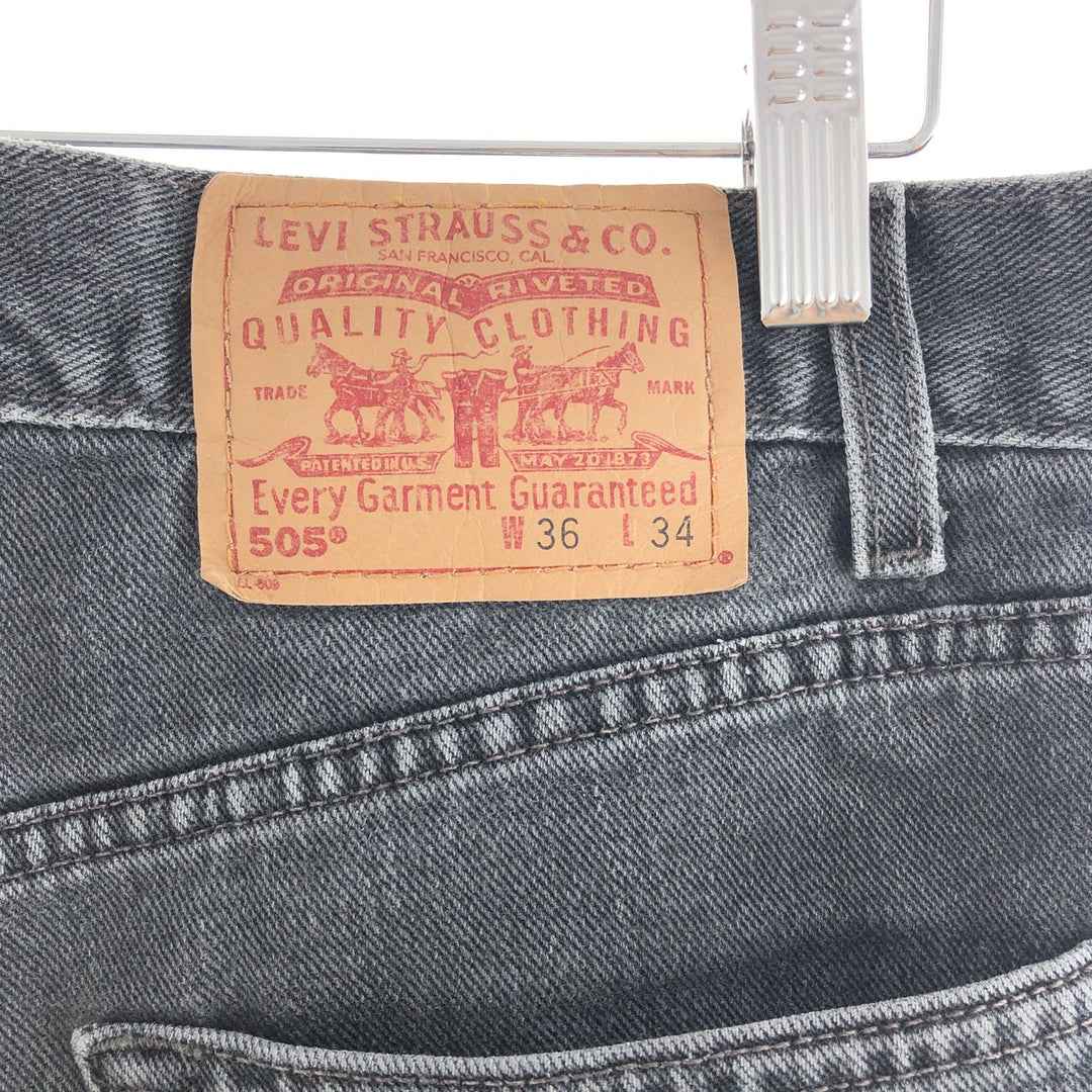 00'S Levi's 505 REGULAR FIT STRAIGHT LEG black jeans tapered denim pants men's w35 /taa000807