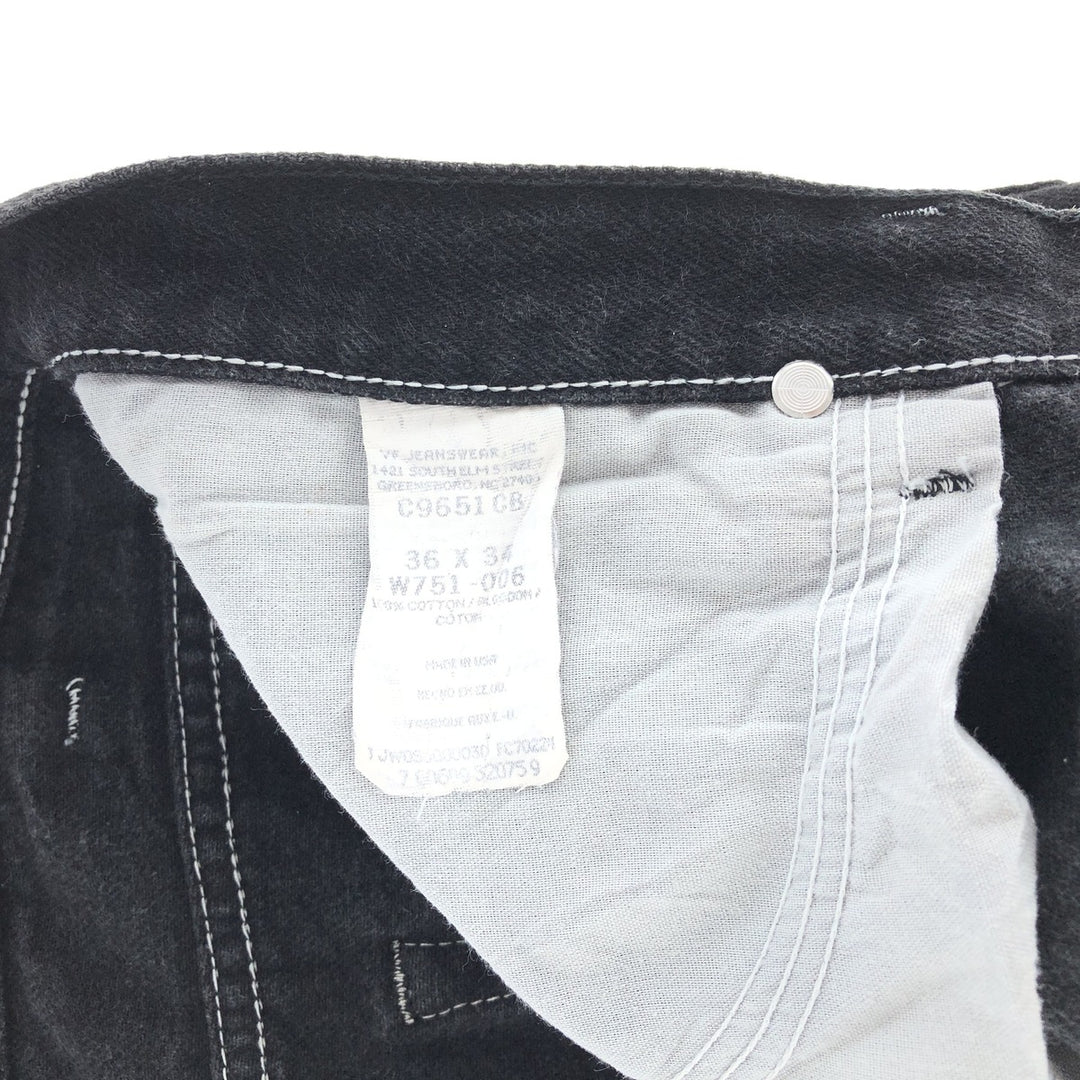 Wrangler Black Jeans Denim Pants Made in USA Men's W35 /taa000846