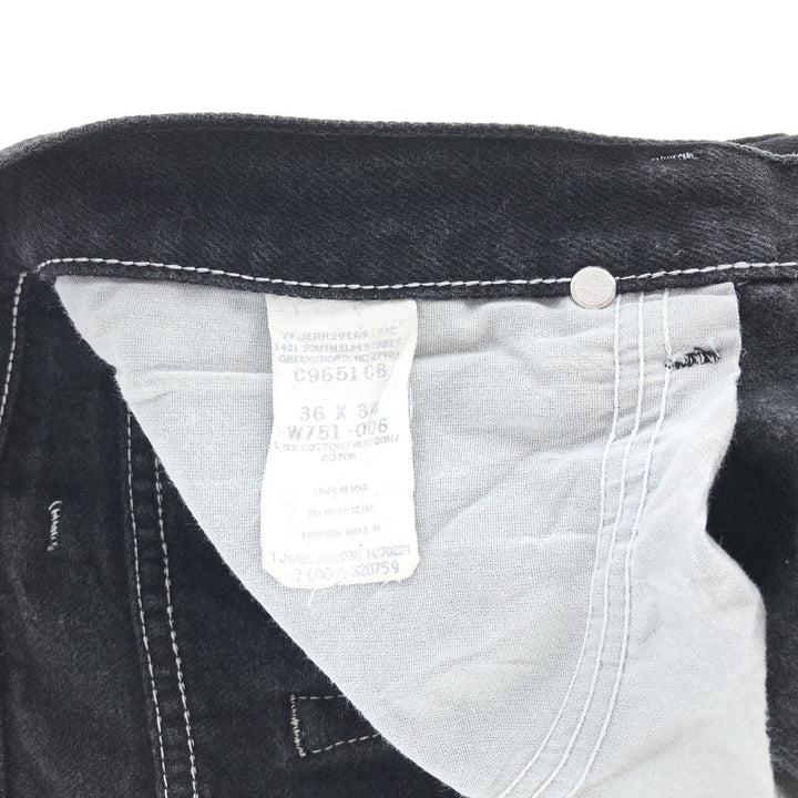 Wrangler Black Jeans Denim Pants Made in USA Men's W35 /taa000846