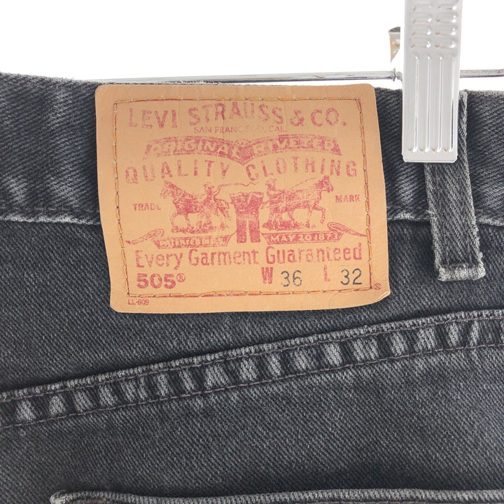 Levi's 505 REGULAR FIT STRAIGHT LEG black jeans tapered denim pants men's w36 /taa000963