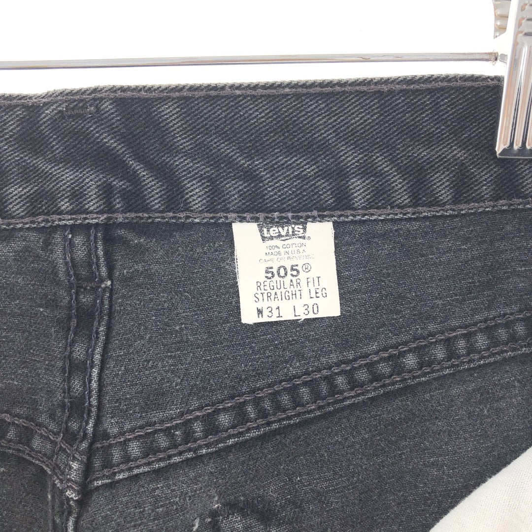 Levi's 505 REGULAR FIT STRAIGHT LEG Black Jeans Tapered Denim Pants Made in USA Men's w30 /taa000965