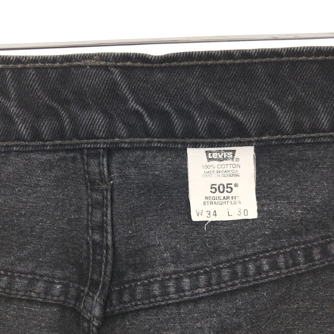 90'S Levi's 505 REGULAR FIT STRAIGHT LEG Black Jeans Tapered Denim Pants Made in Canada Men's w34 /taa000983