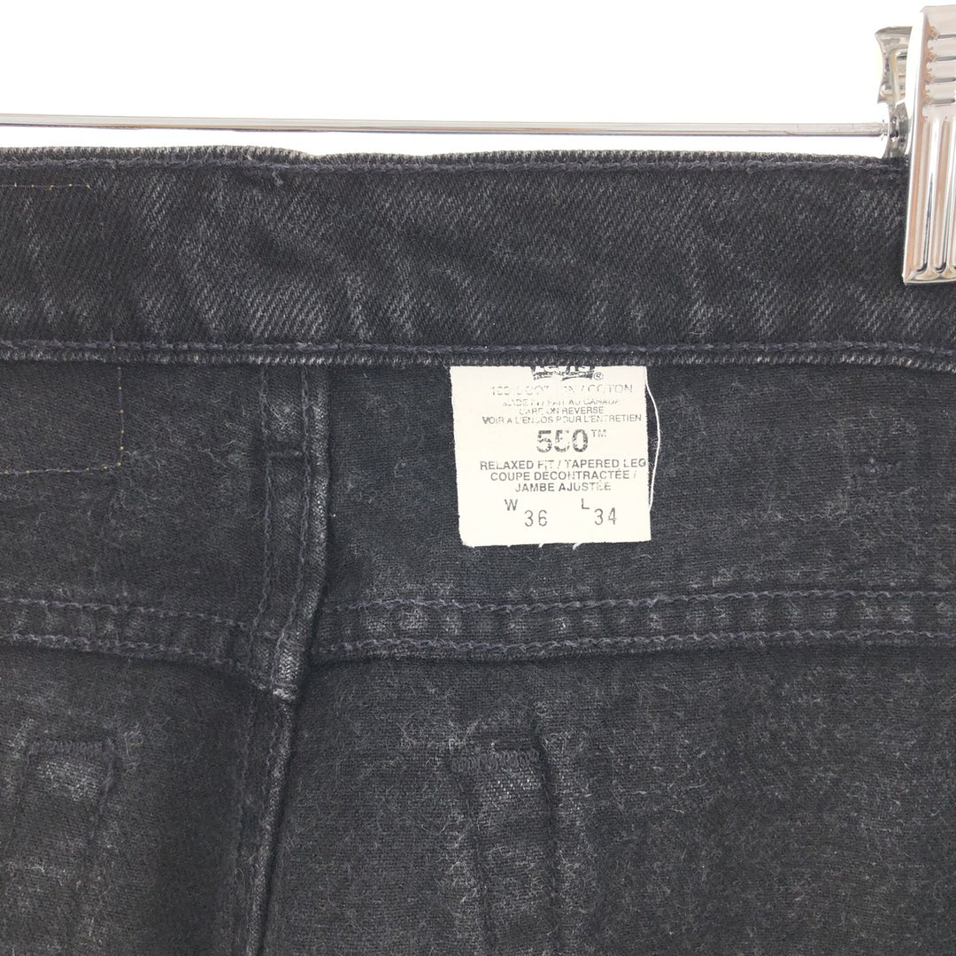 90'S Levi's 550 Relaxed Fit Tapered Leg Black Jeans Tapered Denim Pants Made in Canada Men's w35 /taa000986