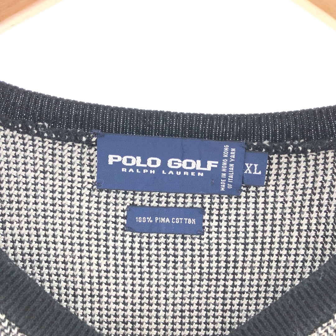 Ralph Lauren POLO GOLF V-neck Pima cotton knit vest, men's XL /taa001745