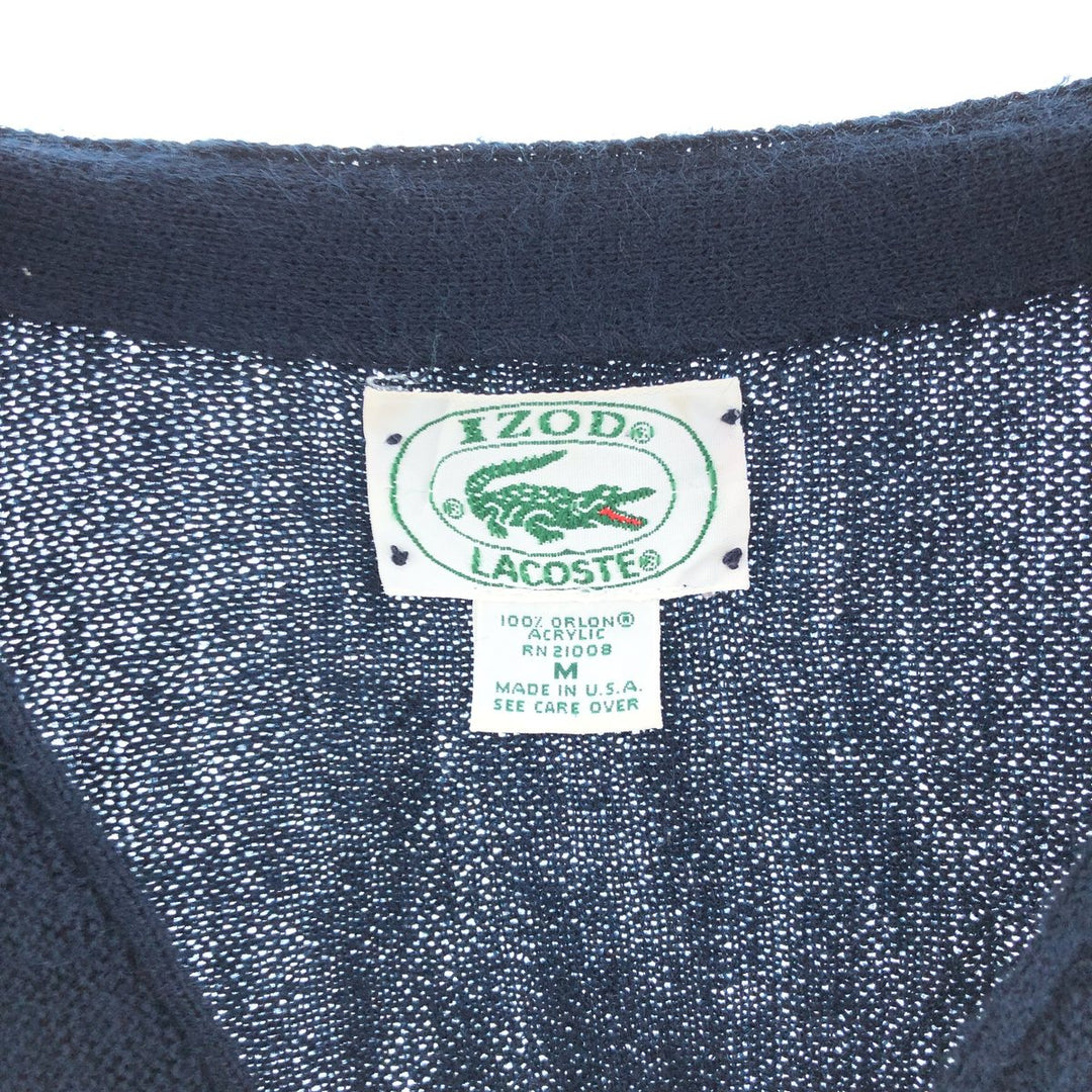 80'S Lacoste IZOD knit cardigan made in USA, men's M, vintage /taa001764