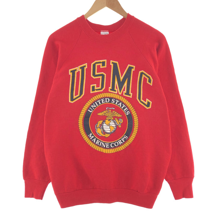 90'S Fruit of the Loom USMC US Marine Corps Printed Sweatshirt Trainer Made in USA Men's L Vintage /taa001789