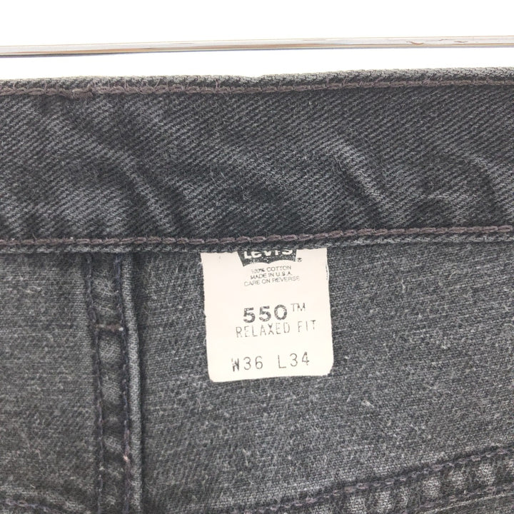 00'S Levi's 550 Relaxed Fit Black Jeans Tapered Denim Pants Made in USA Men's w36 /taa002220