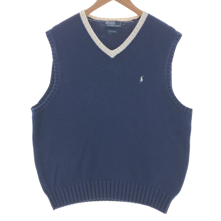 Ralph Lauren POLO by Ralph Lauren V-neck cotton knit vest, men's L /taa002306