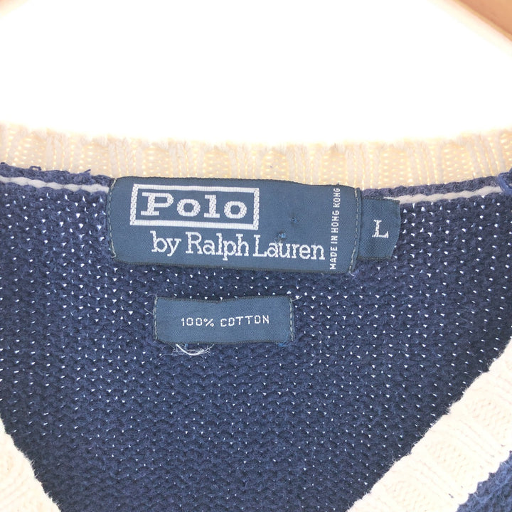 Ralph Lauren POLO by Ralph Lauren V-neck cotton knit vest, men's L /taa002306