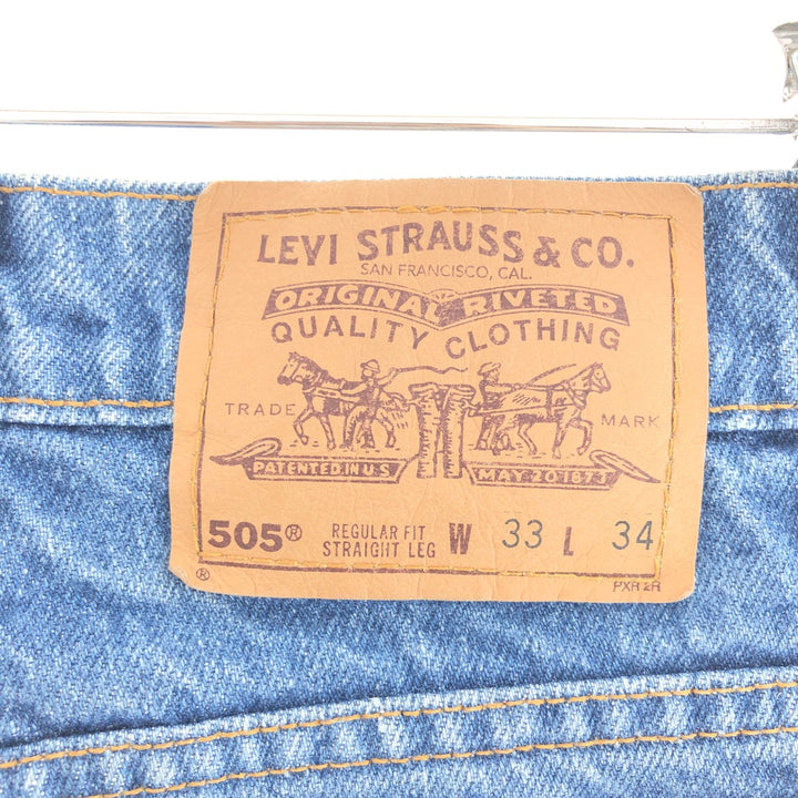 90'S Levi's 505 REGULAR FIT STRAIGHT LEG tapered jeans denim pants made in USA men's w33 vintage /taa002335