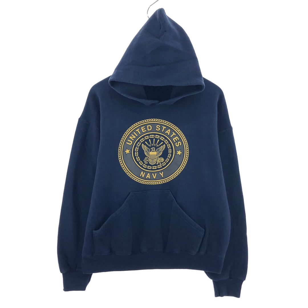 SOFFE USNAVY double-sided print sweatshirt pullover hoodie made in USA men's L /taa002378