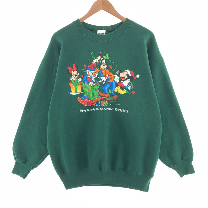 DISNEY CATALOG Christmas Pattern Character Sweatshirt Trainer Made in USA Men's L /taa002609