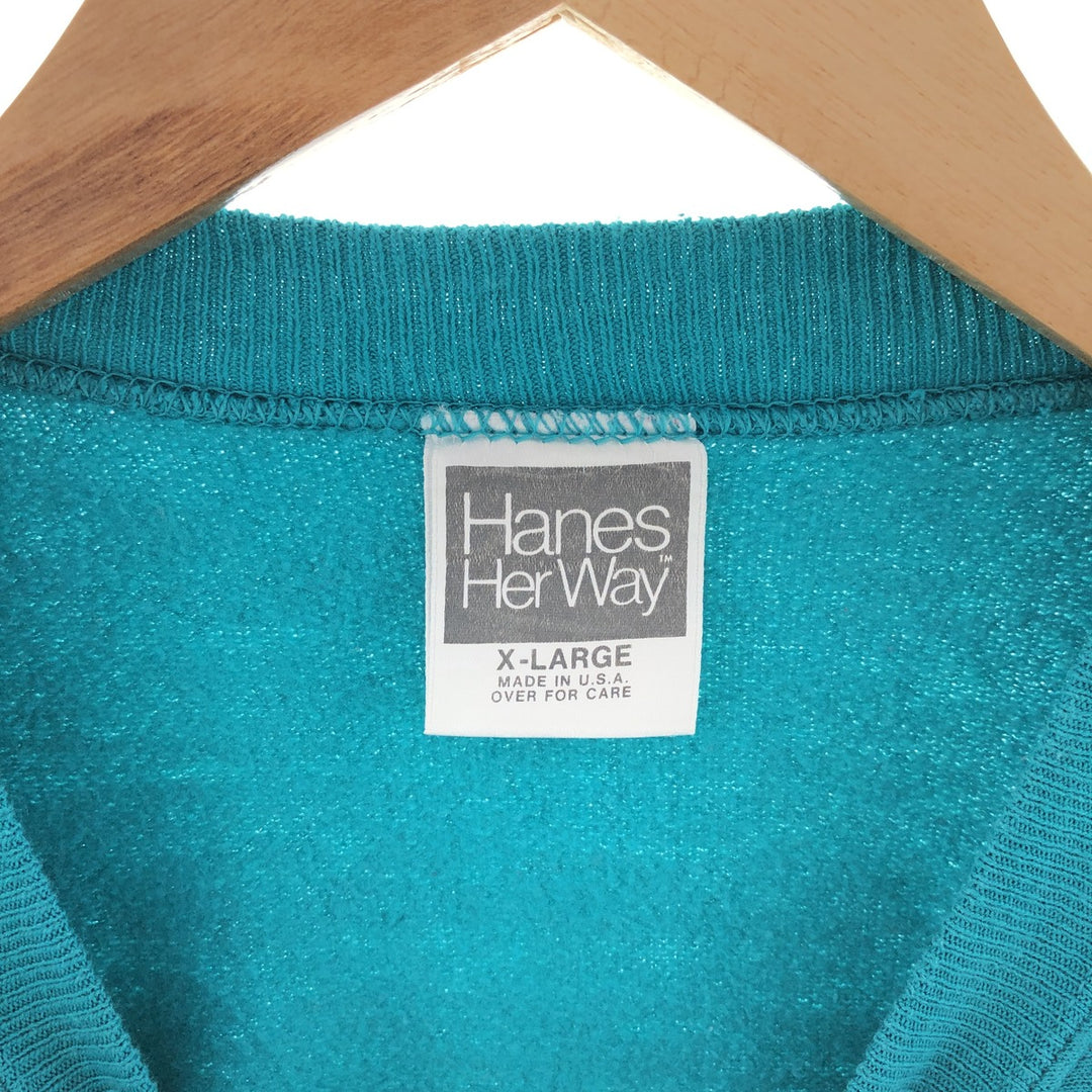 80s-90'S Hanes Her Way plain blank sweatshirt, made in USA, women's XL, vintage /taa003551