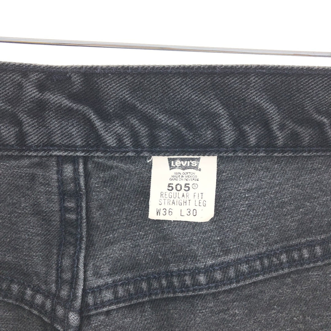Levi's 505 REGULAR FIT STRAIGHT LEG black denim tapered denim pants men's w36 /taa003643