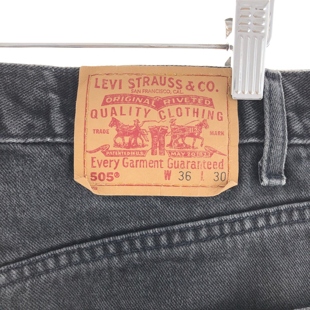 Levi's 505 REGULAR FIT STRAIGHT LEG black denim tapered denim pants men's w36 /taa003643