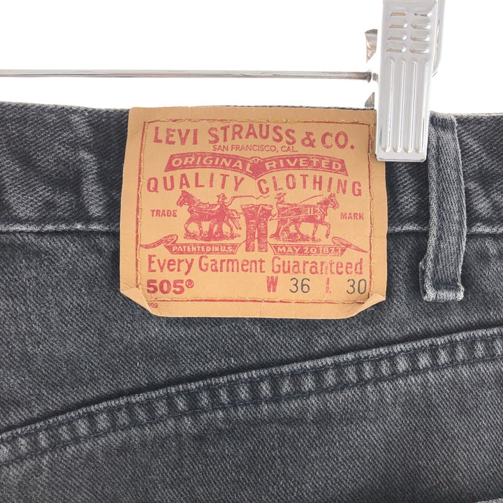 Levi's 505 REGULAR FIT STRAIGHT LEG black denim tapered denim pants men's w36 /taa003643