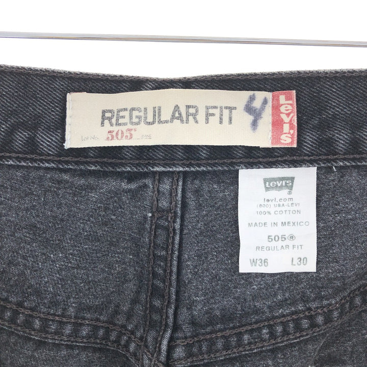 Levi's 505 REGULAR FIT STRAIGHT LEG black denim tapered denim pants men's w36 /taa003646