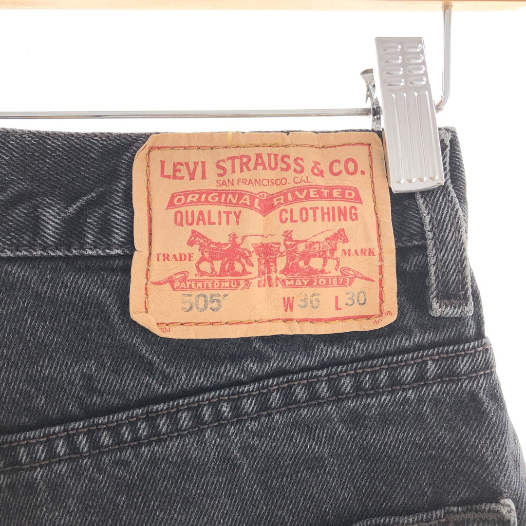 Levi's 505 REGULAR FIT STRAIGHT LEG black denim tapered denim pants men's w36 /taa003646