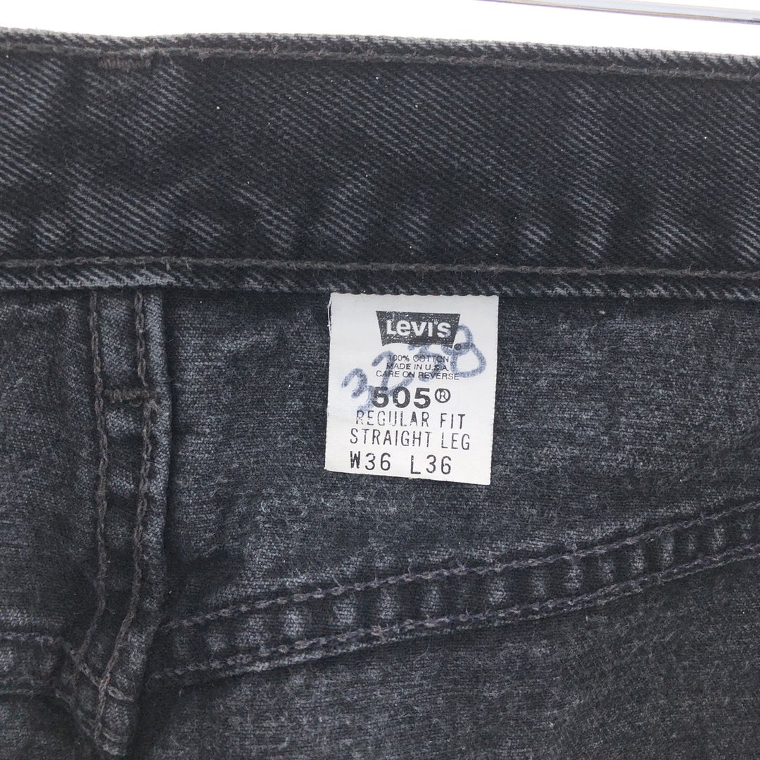 Levi's 505 REGULAR FIT STRAIGHT LEG Black Denim Tapered Denim Pants Made in USA Men's w36 /taa003820