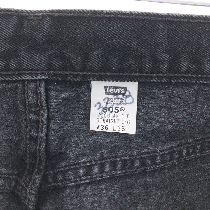 Levi's 505 REGULAR FIT STRAIGHT LEG Black Denim Tapered Denim Pants Made in USA Men's w36 /taa003820