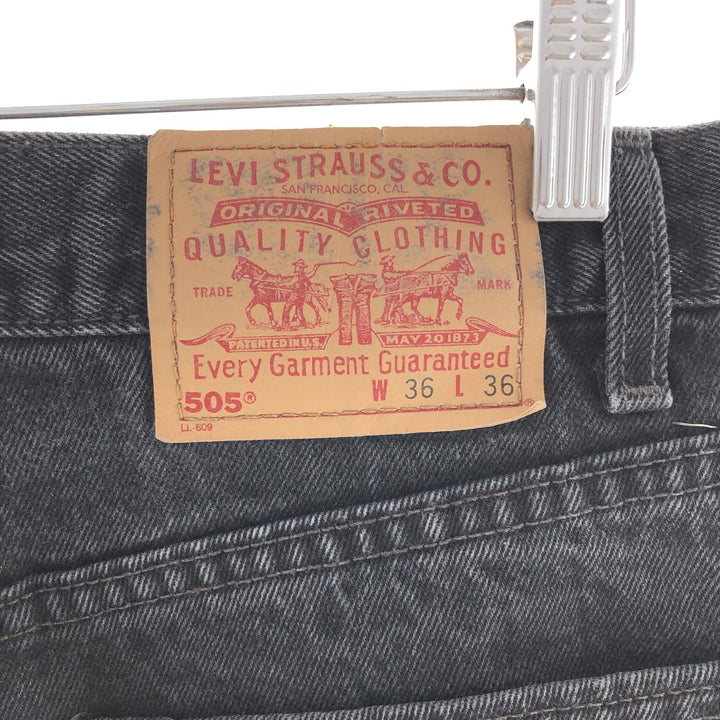 Levi's 505 REGULAR FIT STRAIGHT LEG Black Denim Tapered Denim Pants Made in USA Men's w36 /taa003820