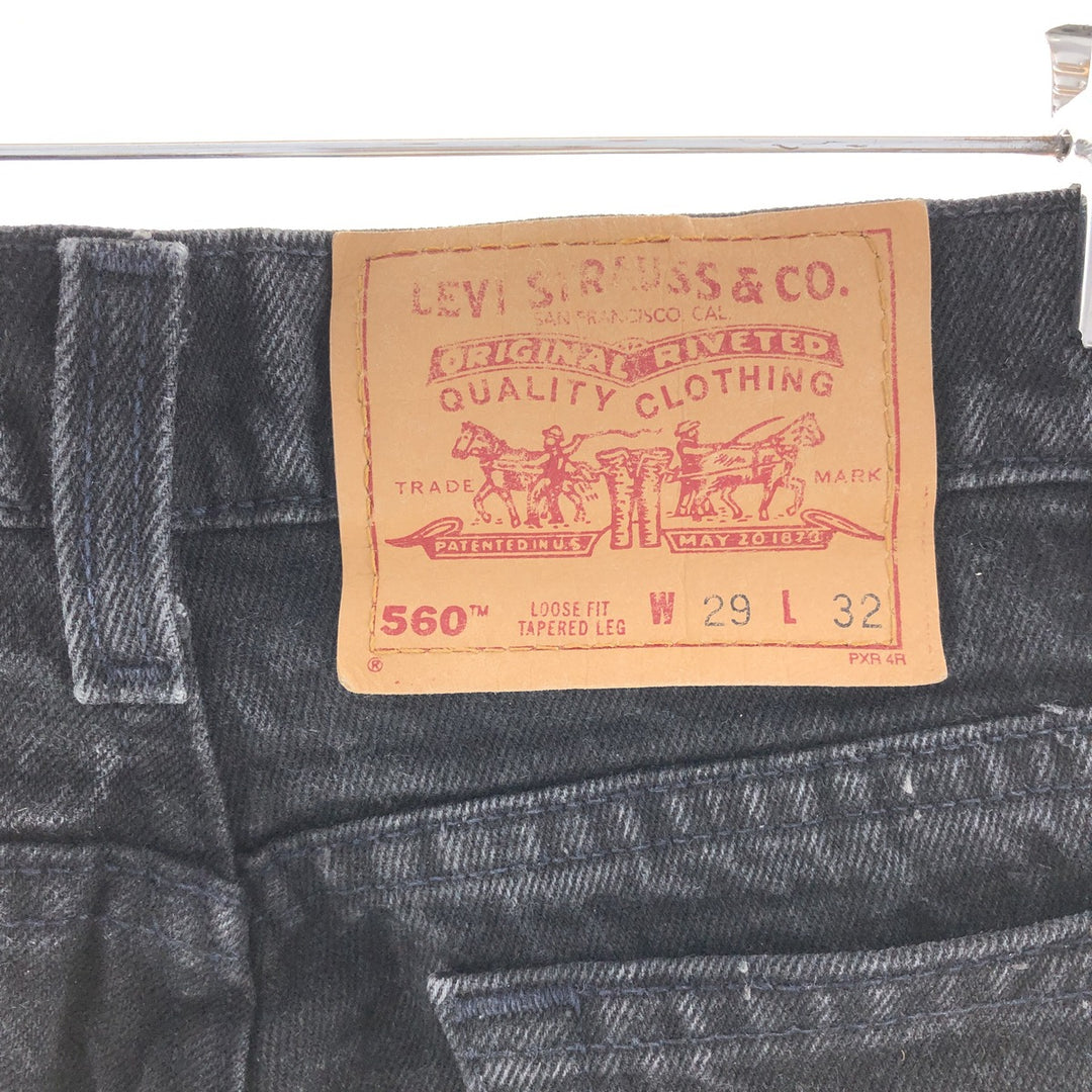 90'S Levi's 560 LOOSE FIT TAPERED LEG Black Denim Tapered Denim Pants Made in USA Men's w29 /taa003910