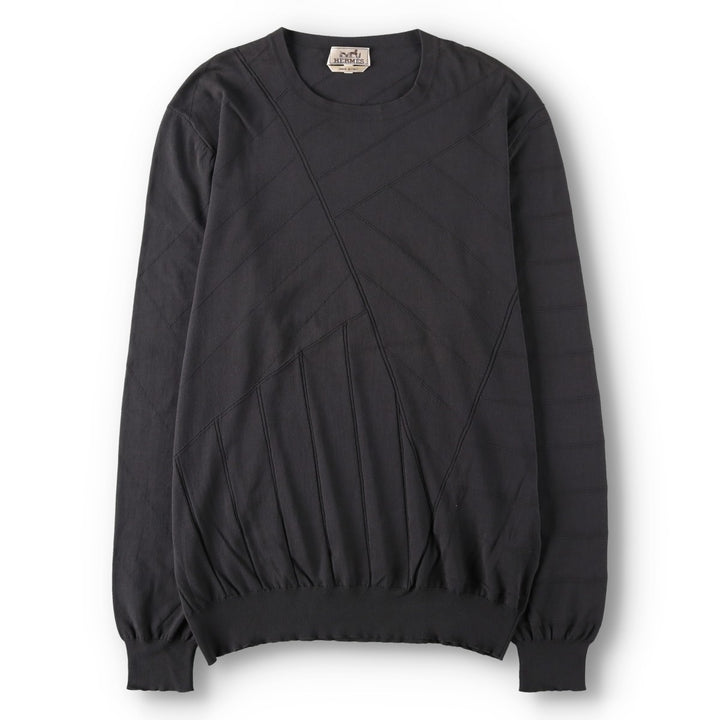 Hermes HERMES all-over print cotton knit sweater, made in Italy, men's size XXL equivalent. cotton Charcoal Vintage Second Hand
