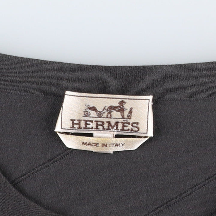 Hermes HERMES all-over print cotton knit sweater, made in Italy, men's size XXL equivalent. cotton Charcoal Vintage Second Hand