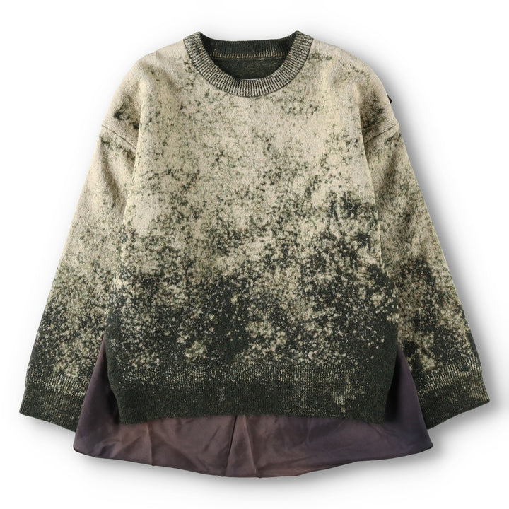 Deadstock Maison Margiela bleached cotton/wool knit sweater with scarf, made in Italy, men's size M equivalent. wool Khaki type Vintage Second Hand