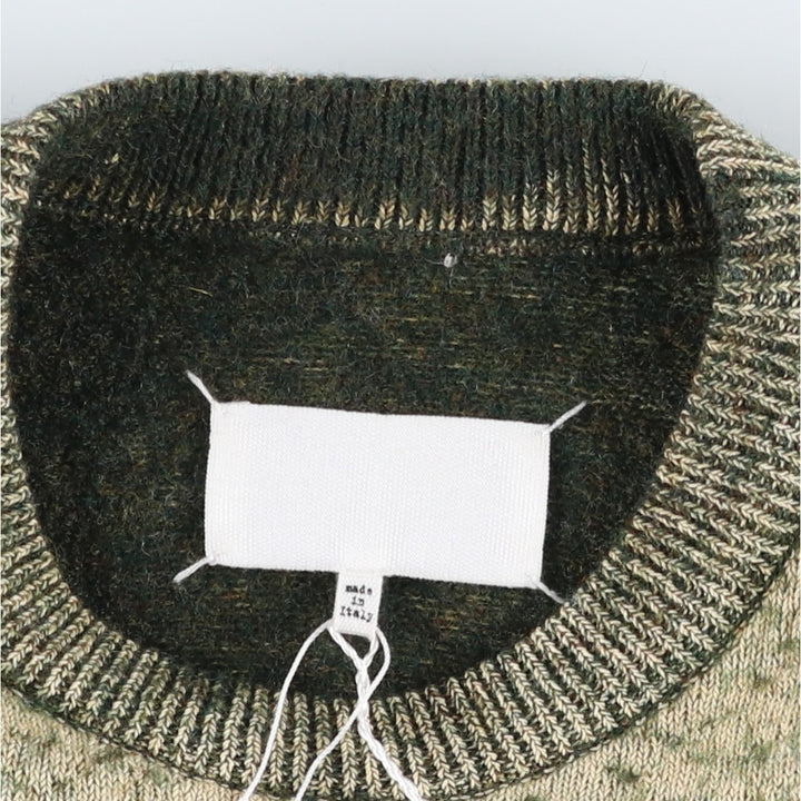 Deadstock Maison Margiela bleached cotton/wool knit sweater with scarf, made in Italy, men's size M equivalent. wool Khaki type Vintage Second Hand