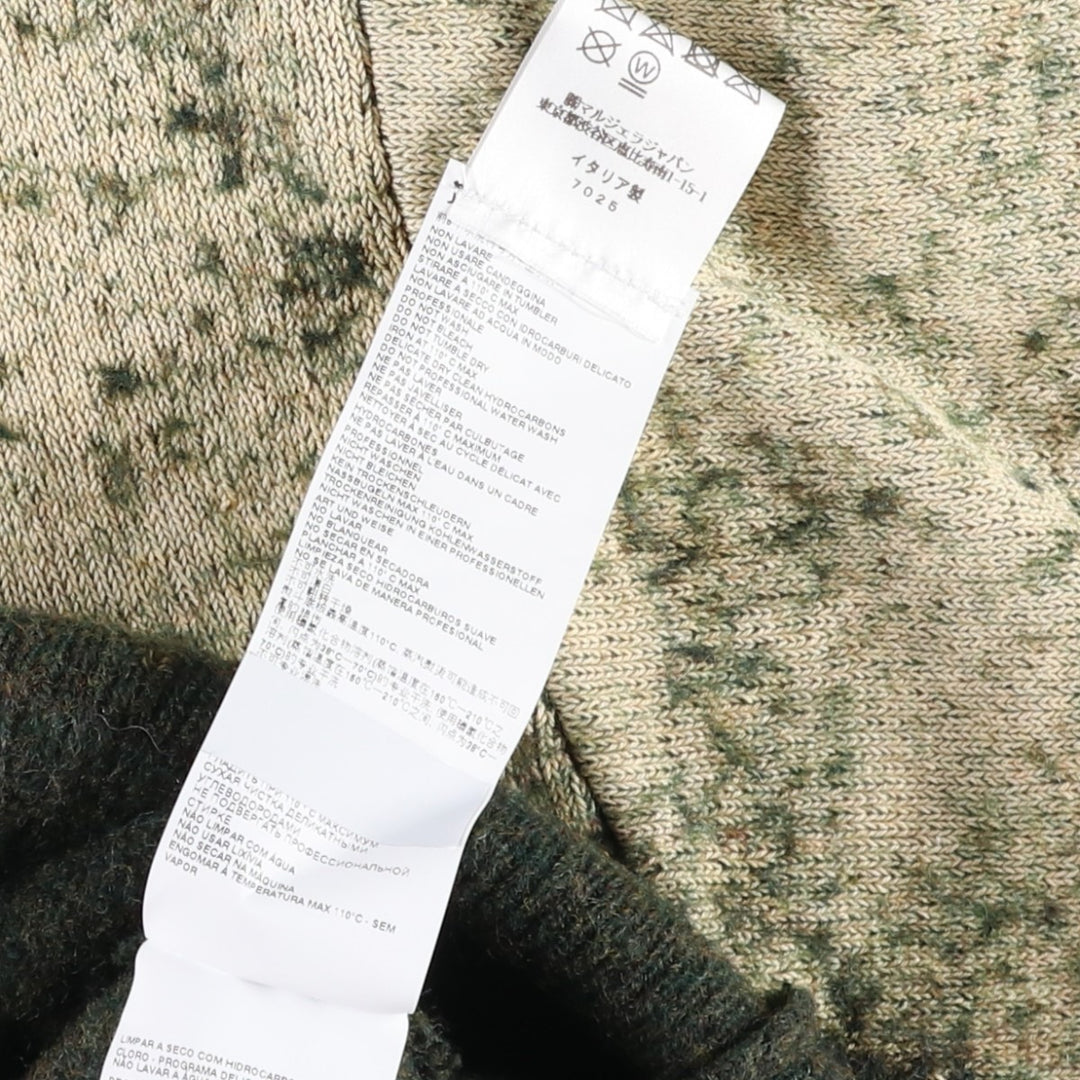 Deadstock Maison Margiela bleached cotton/wool knit sweater with scarf, made in Italy, men's size M equivalent. wool Khaki type Vintage Second Hand
