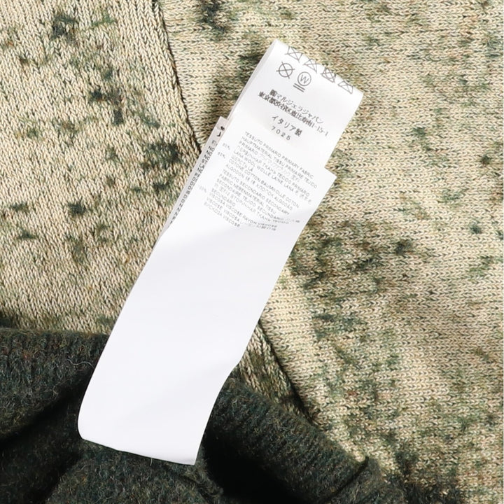 Deadstock Maison Margiela bleached cotton/wool knit sweater with scarf, made in Italy, men's size M equivalent. wool Khaki type Vintage Second Hand
