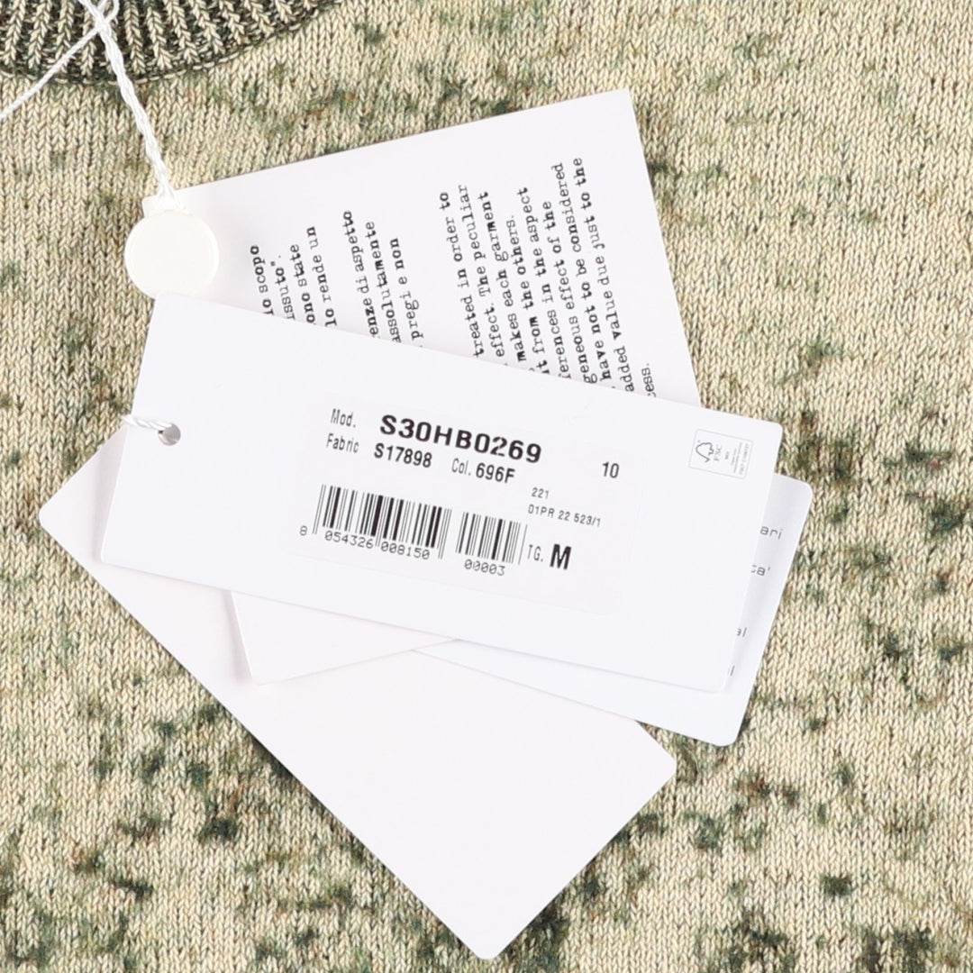 Deadstock Maison Margiela bleached cotton/wool knit sweater with scarf, made in Italy, men's size M equivalent. wool Khaki type Vintage Second Hand