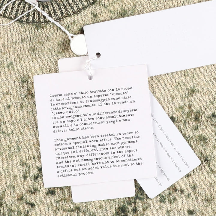 Deadstock Maison Margiela bleached cotton/wool knit sweater with scarf, made in Italy, men's size M equivalent. wool Khaki type Vintage Second Hand