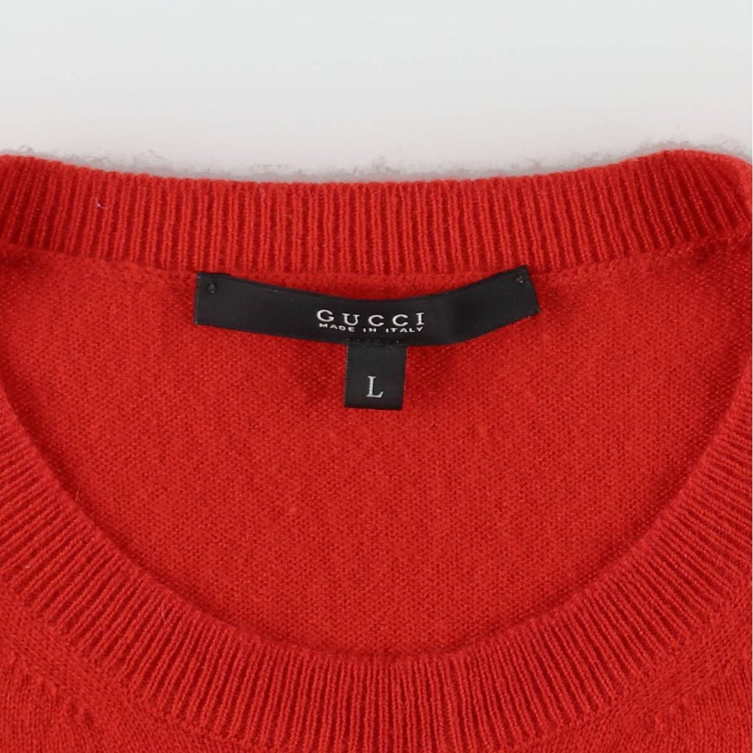 Gucci cashmere knit sweater, made in Italy, men's size L equivalent. Cashmere red type Vintage Second Hand