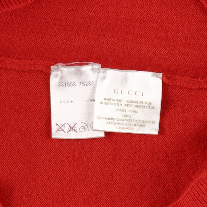 Gucci cashmere knit sweater, made in Italy, men's size L equivalent. Cashmere red type Vintage Second Hand