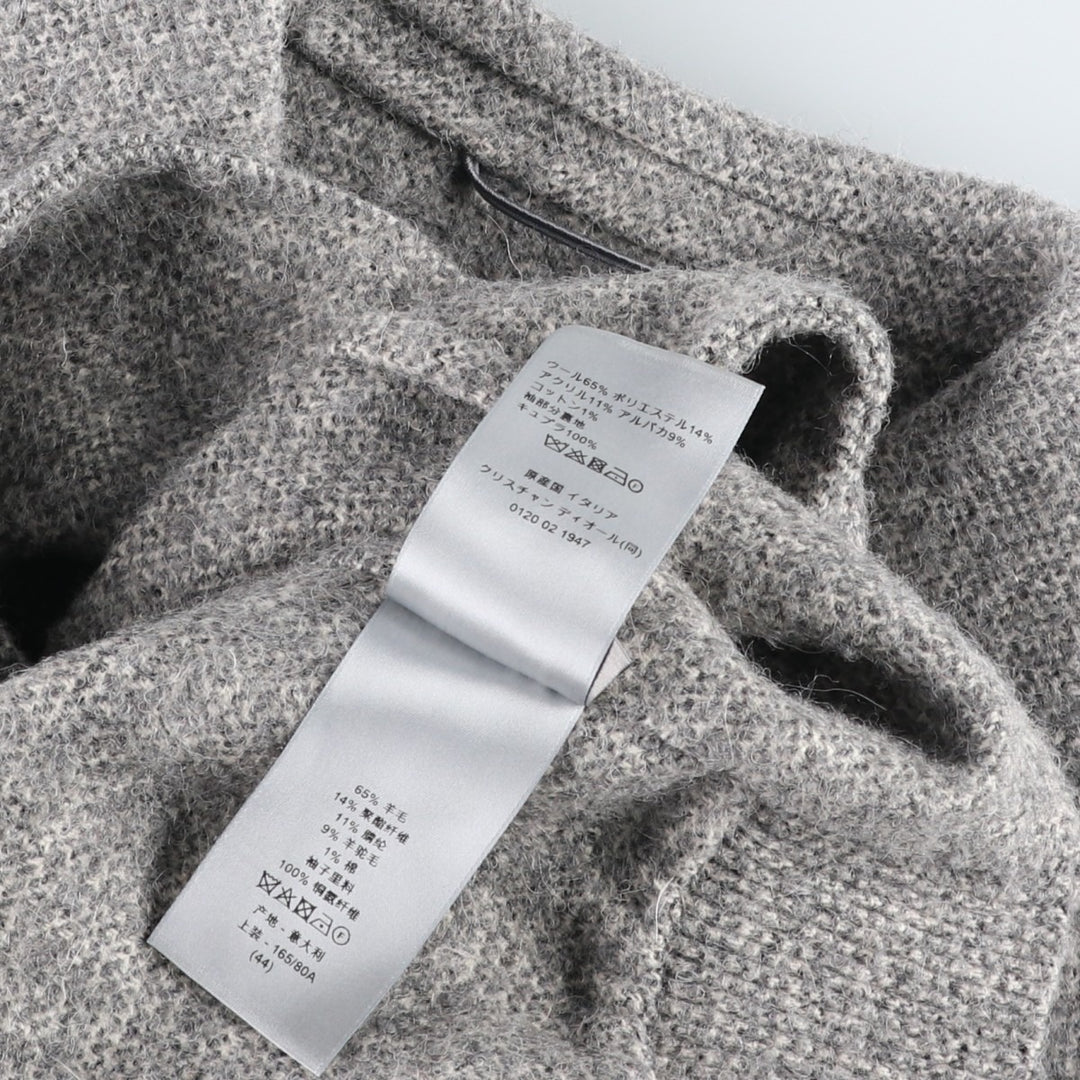 Christian Dior Alpaca Blend Pullover Wool Jacket, Made in Italy, Men's Size S (approx.) wool gray type Vintage Second Hand