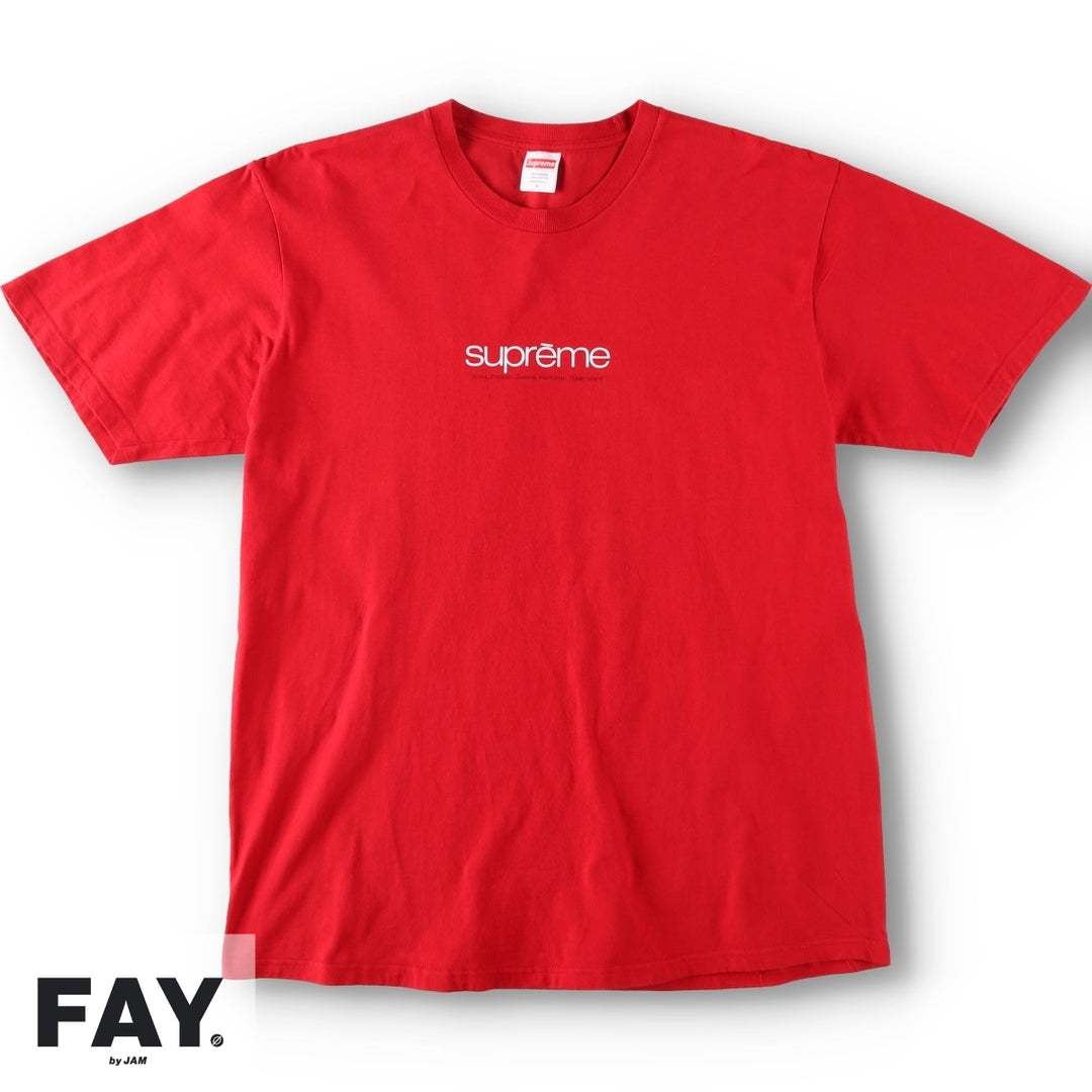 Supreme short-sleeved logo t-shirt, made in the USA, men's size L equivalent. cotton red type Vintage Second Hand