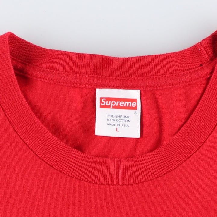 Supreme short-sleeved logo t-shirt, made in the USA, men's size L equivalent. cotton red type Vintage Second Hand