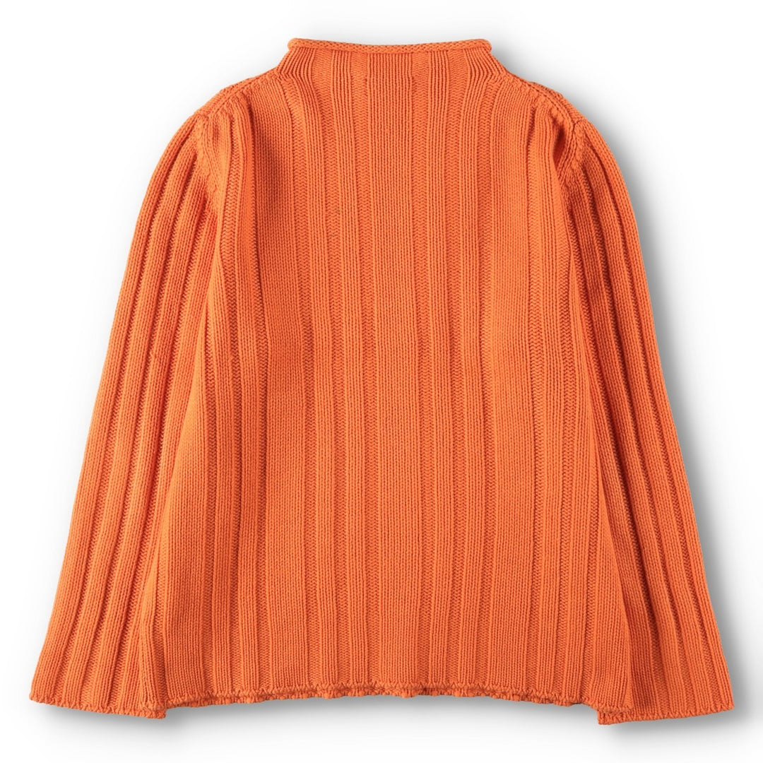 Hermes cashmere blend ribbed roll-neck wool knit sweater, made in Italy, men's size XL equivalent. wool orange type Vintage Second Hand