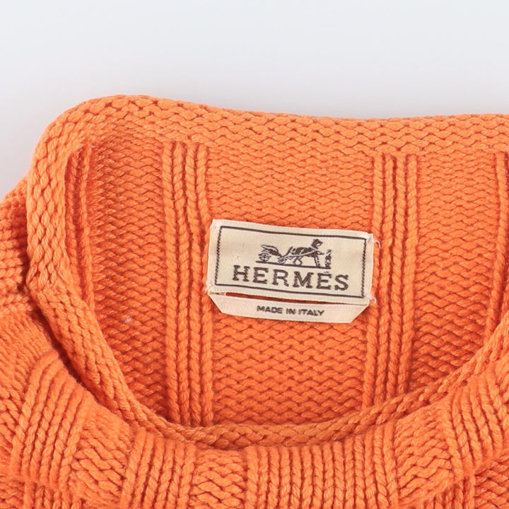 Hermes cashmere blend ribbed roll-neck wool knit sweater, made in Italy, men's size XL equivalent. wool orange type Vintage Second Hand