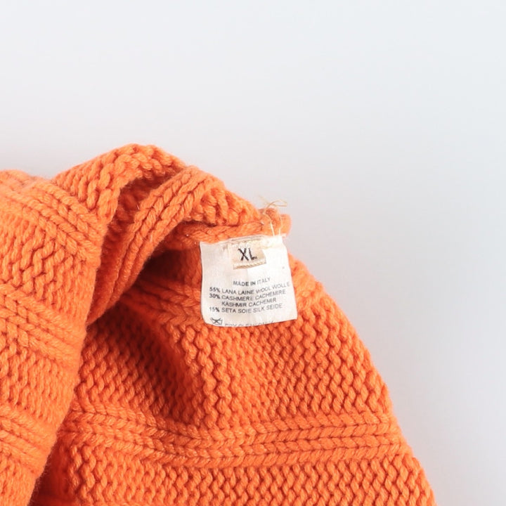 Hermes cashmere blend ribbed roll-neck wool knit sweater, made in Italy, men's size XL equivalent. wool orange type Vintage Second Hand
